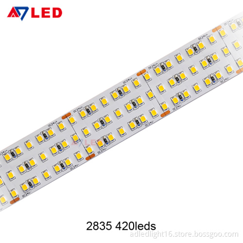 Adled 2835 led strip light/tape light 24v 420leds IP20 smd2835 band flexible led strip light for cosmetic showcase furniture
